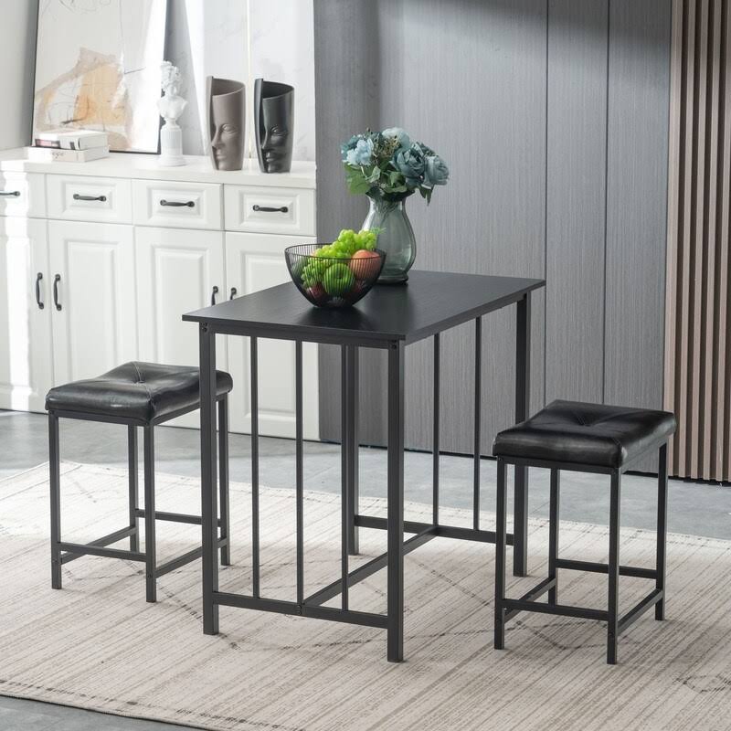 Rectangle Dining Set Black (Set of 3) S6544