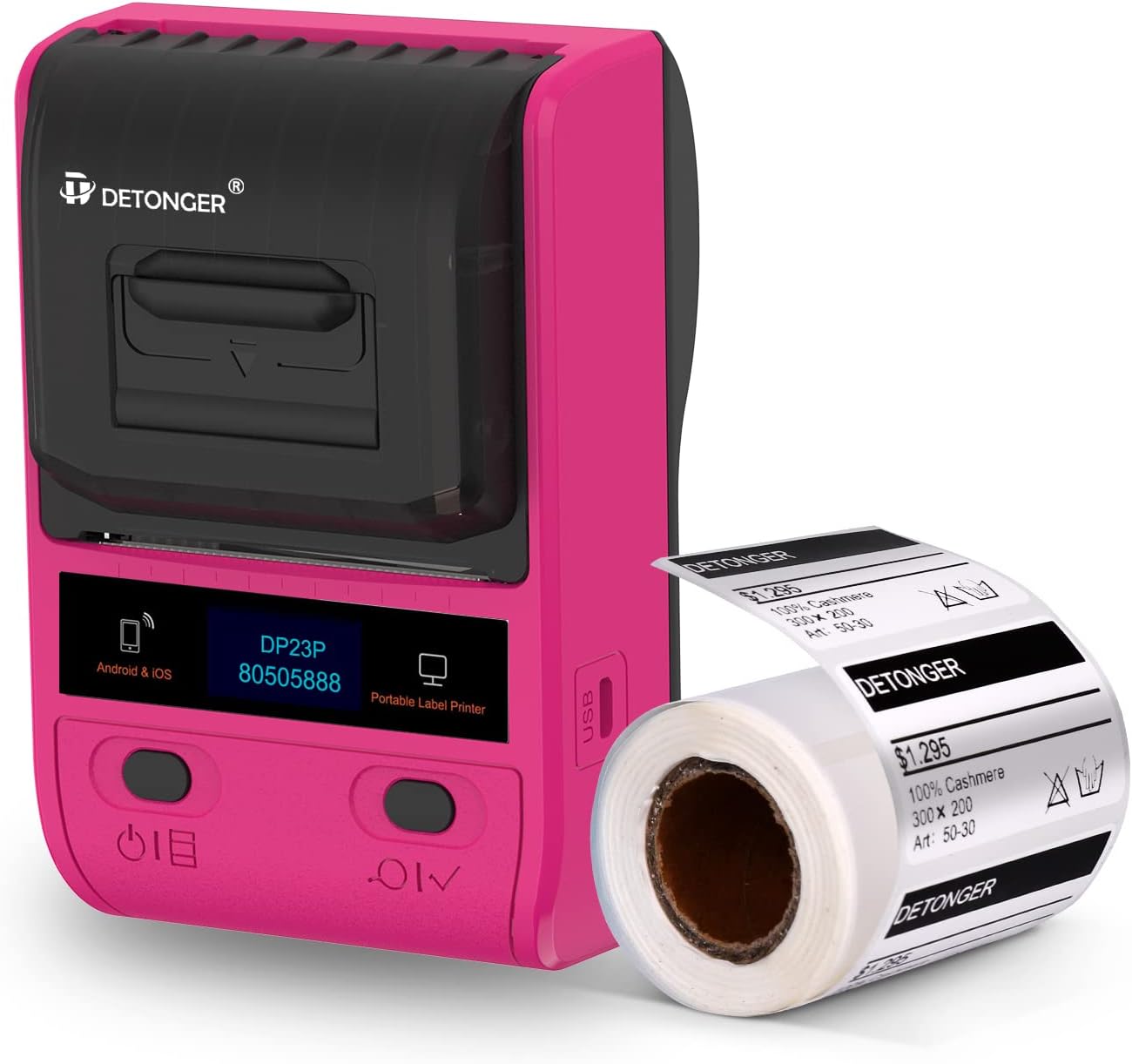 Portable Bluetooth Thermal Label Printer with 1 Pack 50x30mm Label, Black G85243