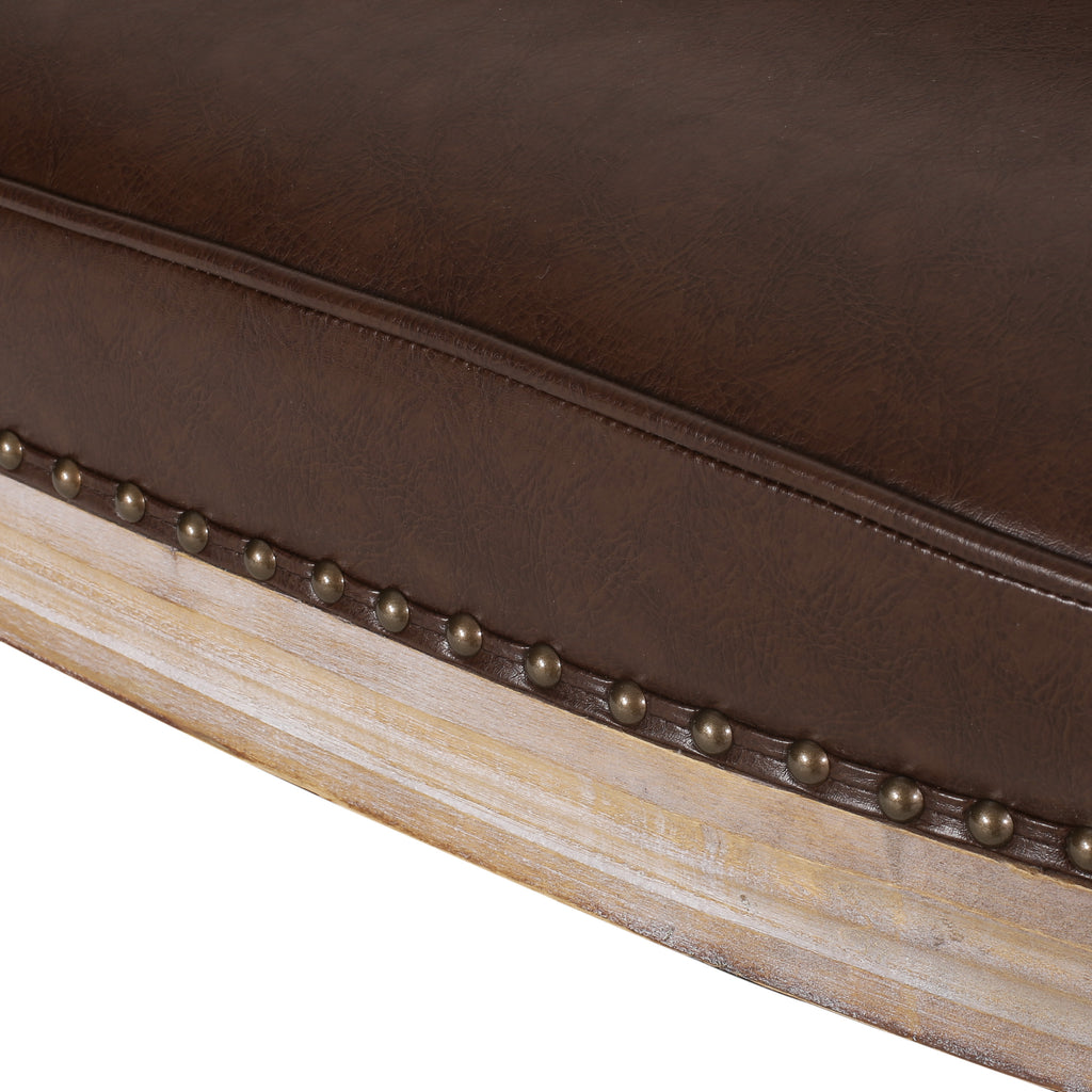 Dark Brown Faux Leather Tufted Loveseat A66240