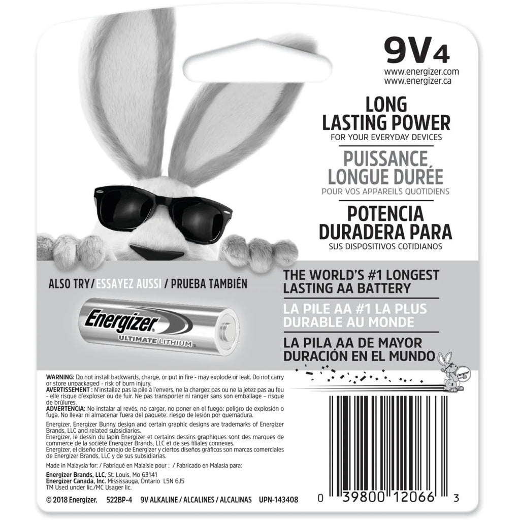 9V Alkaline Batteries (4 Pack) P195758