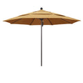 11 ft. Fiberglass Double Vent Market Umbrella - Bronze - Sunbrella Wheat, Beige Y306