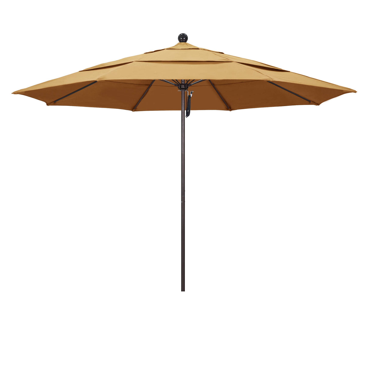 11 ft. Fiberglass Double Vent Market Umbrella - Bronze - Sunbrella Wheat, Beige Y306