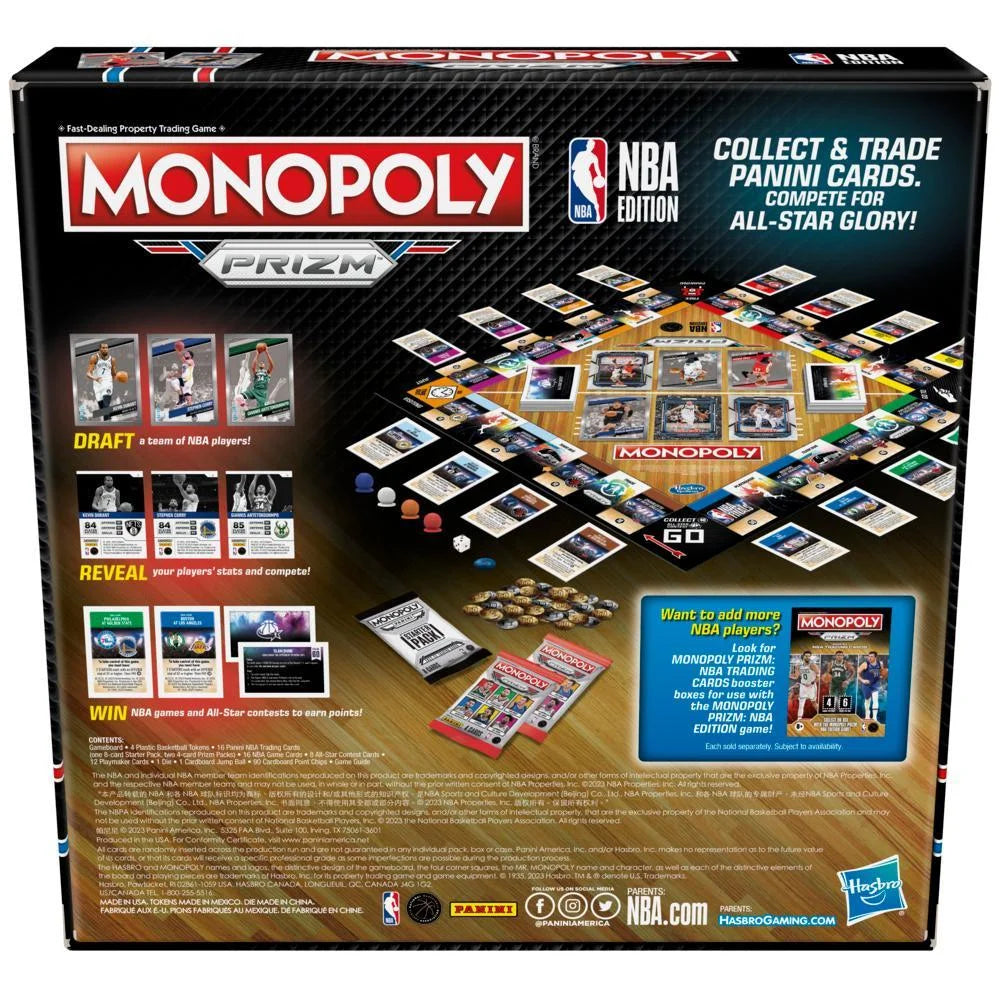 Monopoly Prizm NBA Edition Board Game with Panini NBA Trading Cards I646969
