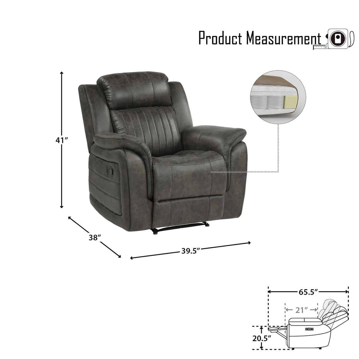 Polished Microfiber Upholstered Reclining Chair V669