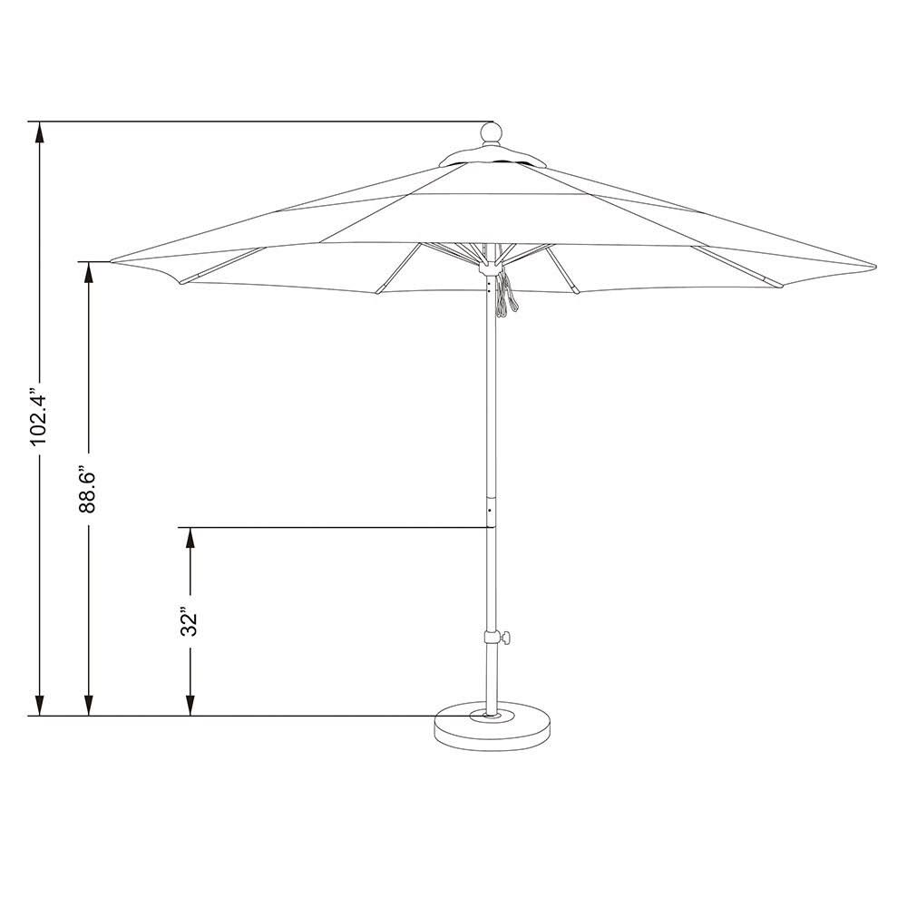 11 ft. Fiberglass Double Vent Market Umbrella - Bronze - Sunbrella Wheat, Beige Y306