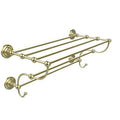Satin Brass Metal Wall Shelf with Towel Bar and Hooks G9848
