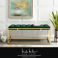 Channel Tufted Velvet Bench Metal Frame V7555