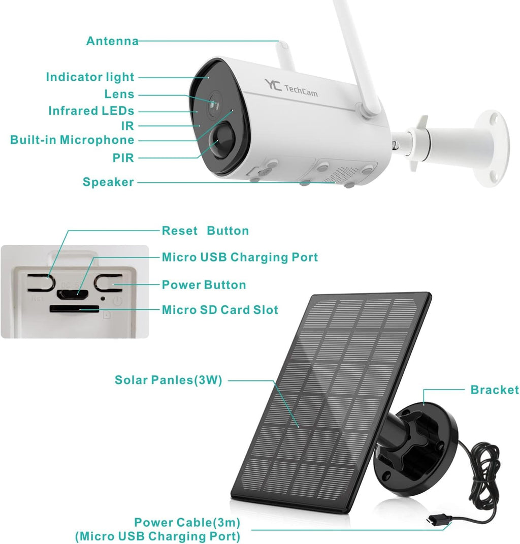 Outdoor Solar Security Camera Wireless 1080P HD Surveillance Camera G3247