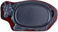 Large Cast Iron Steak Plate Sizzle Griddle with Wooden Base T1947