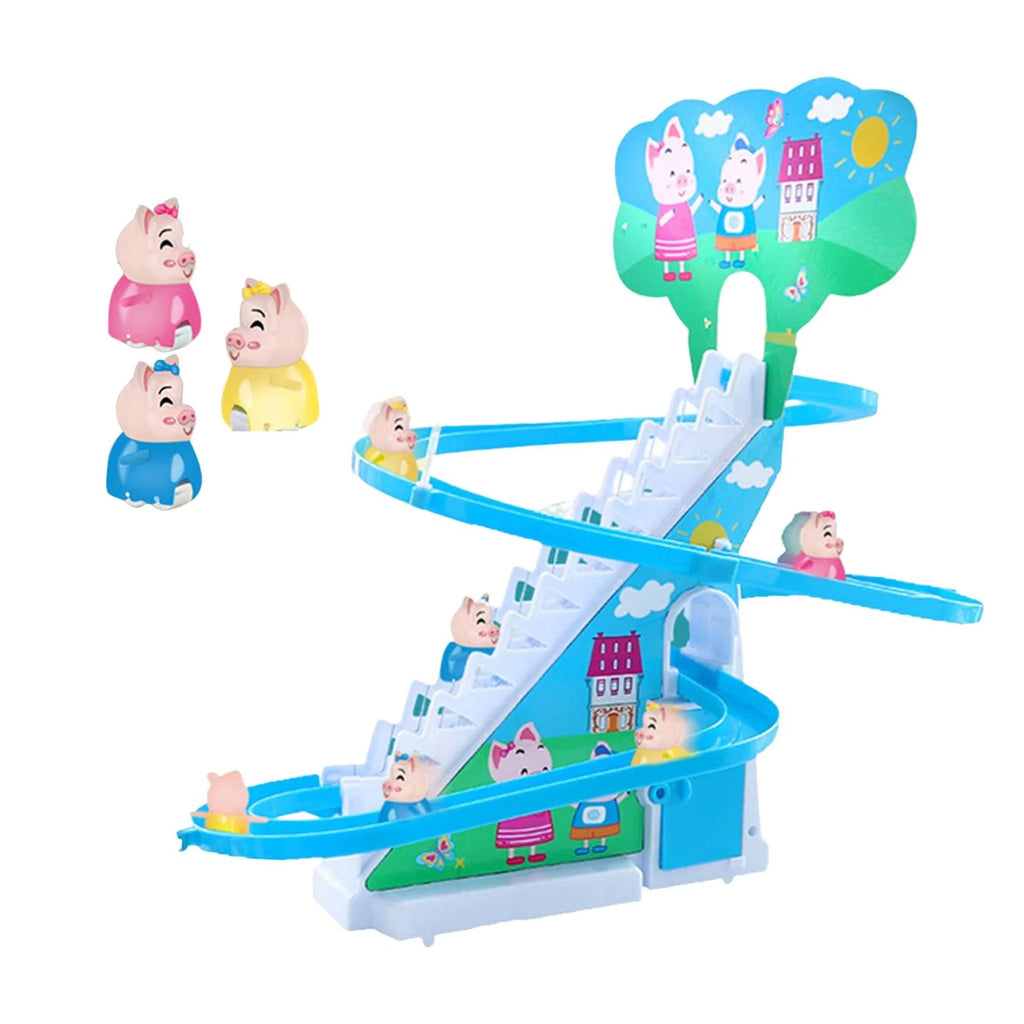 Electric Climbing Stair Toy with LED Flashing Lights Children's Roller Coaster Toy Set, 15x30x27cm A33707