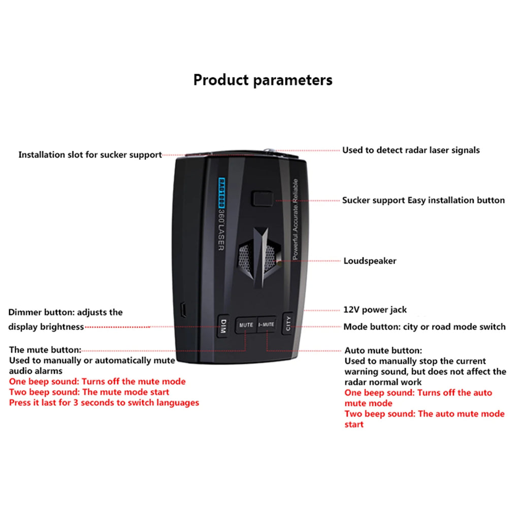 360° Laser Speed Radar Detector P141