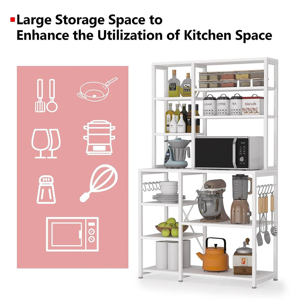 White Utility Storage Shelf Microwave Stand H25936
