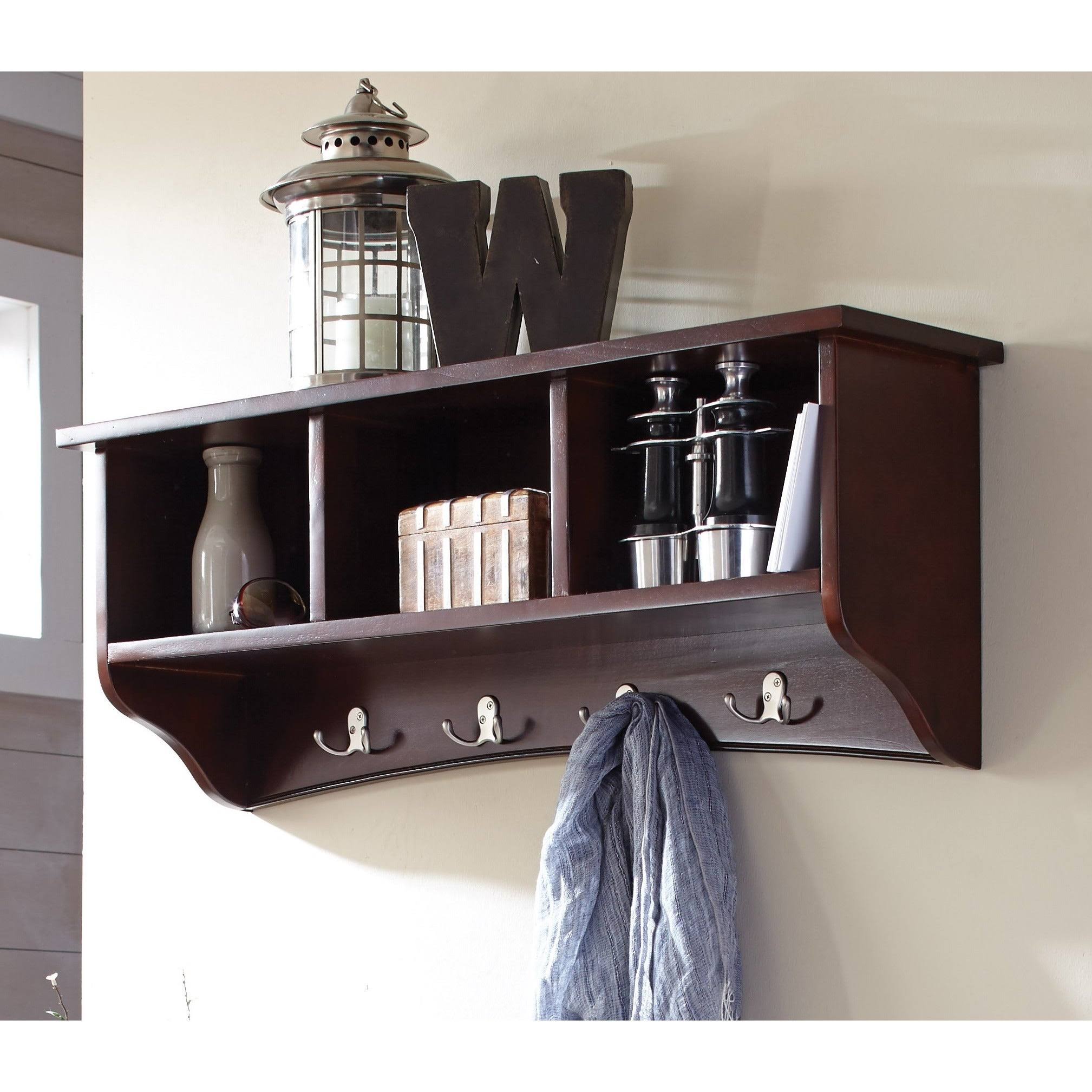 Espresso Coat Hooks with Storage S42920