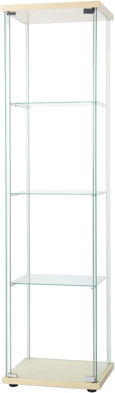 Glass Display Cabinet 4 Shelves with Door, Floor Standing Curio Bookshelf, 64” x 17” x 14.5”, White N121241