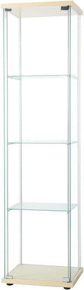 Glass Display Cabinet 4 Shelves with Door, Floor Standing Curio Bookshelf, 64” x 17” x 14.5”, White N121241