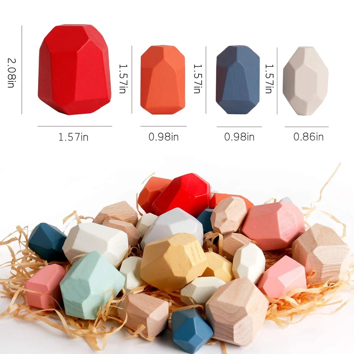 36Pcs Colorful Wooden Stacking Balancing Stone Building Blocks K1798