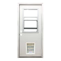 White Primed Fiberglass Prehung Back Door with XL Pet Door V660