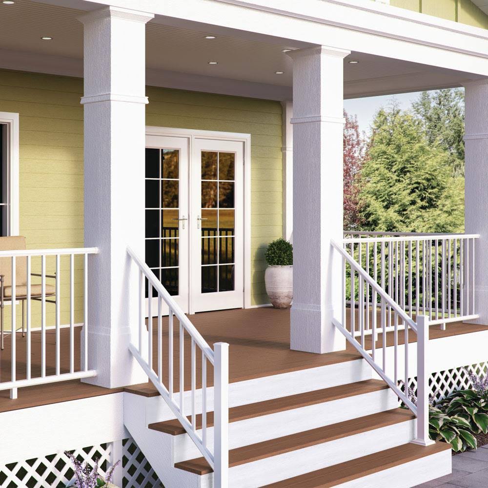 Textured White Aluminum Deck Stair Rail Kit M5577