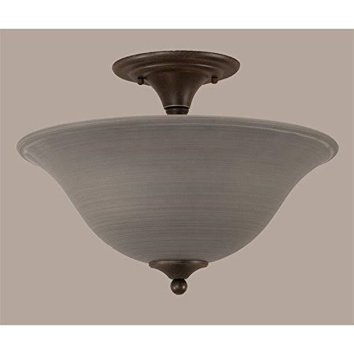 Two Light Semi-Flush Mount with Gray Linen Glass I6490