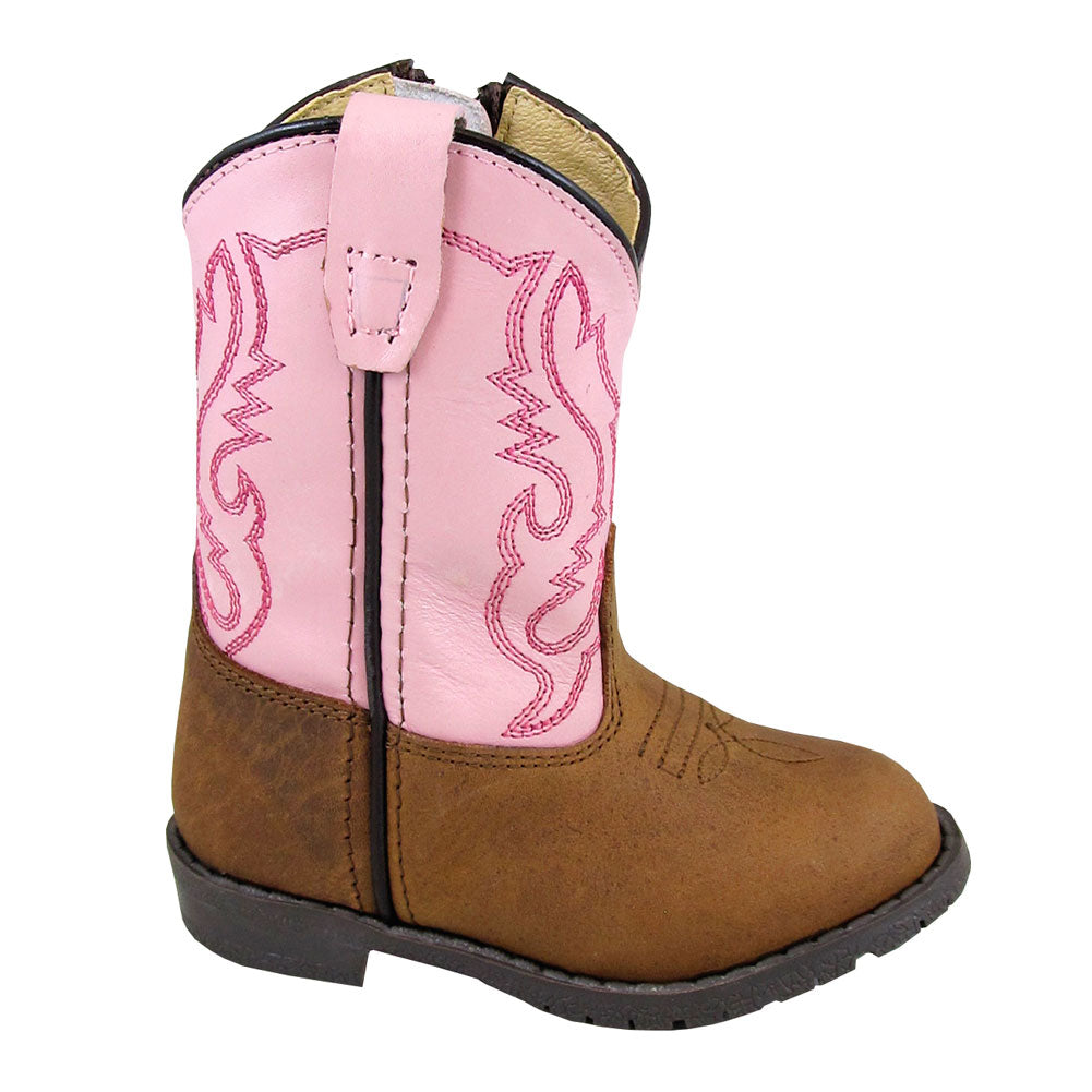 Brown Distress Pink Girl Western Boots B797909