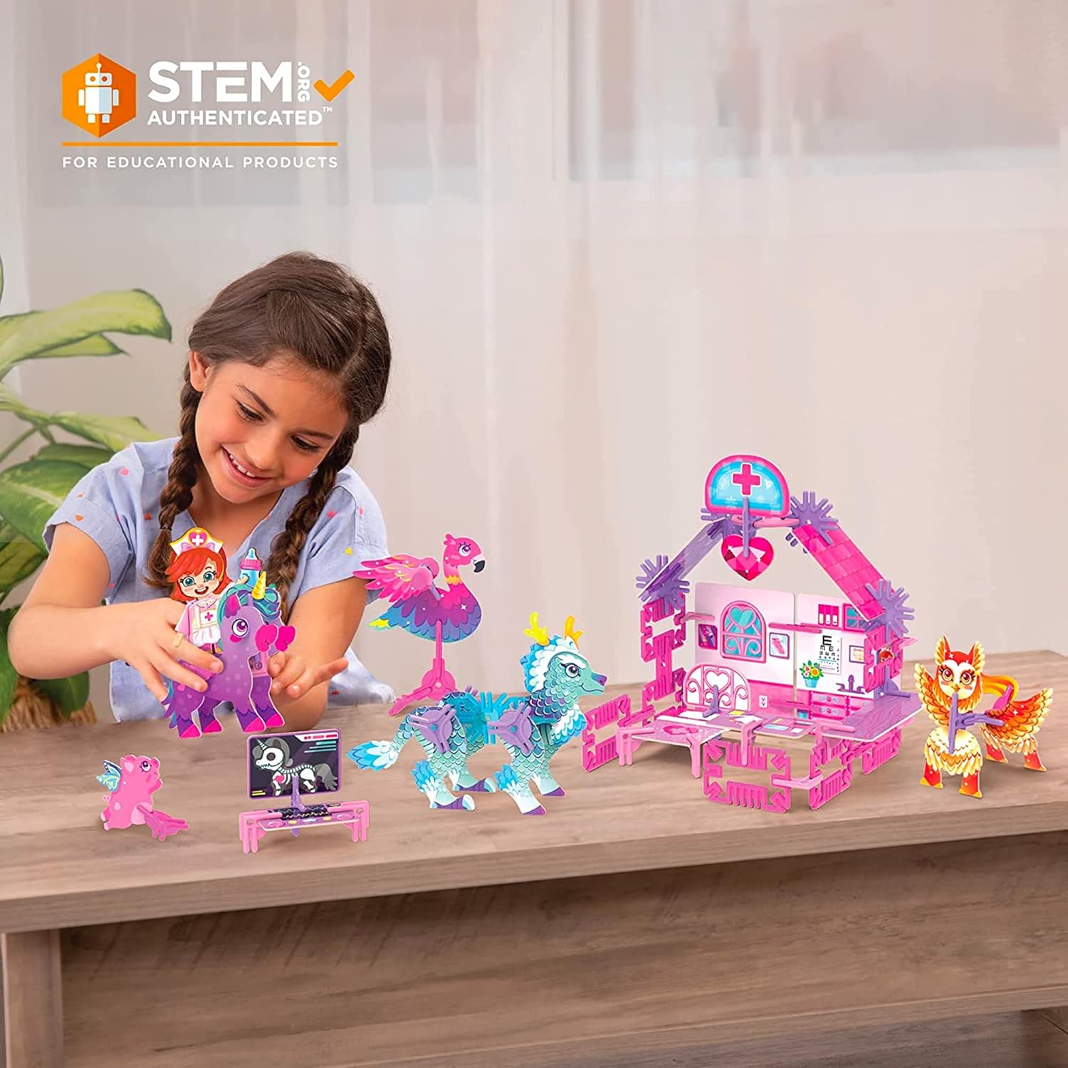 Magical Creatures Hospital Play Set Kids 3D Puzzle Toy STEM Girl Toys Ages 6-7 and Up V3191