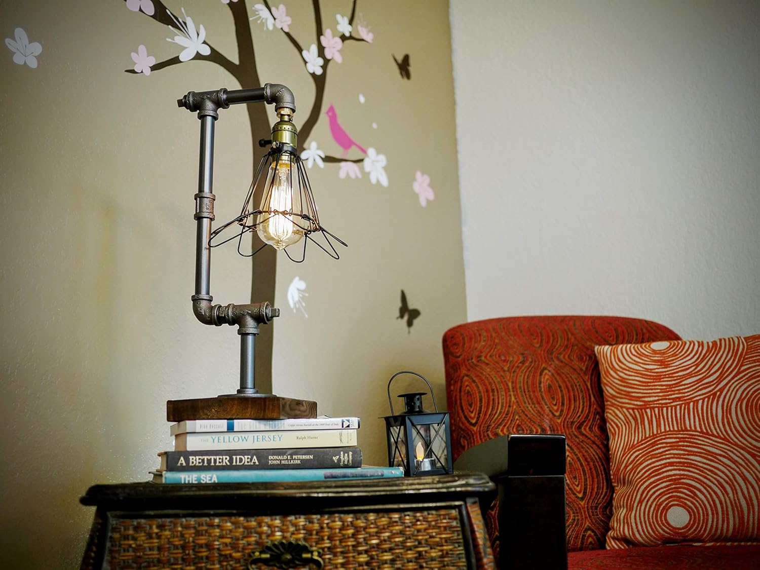 Pack of 2 Steampunk Table Lamp with Wood Base Iron Retro Lighting S5057