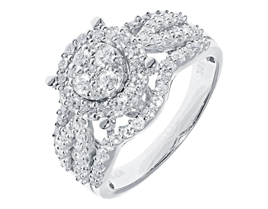 10k White Gold Round Diamond Cluster Engagement Ring R351914