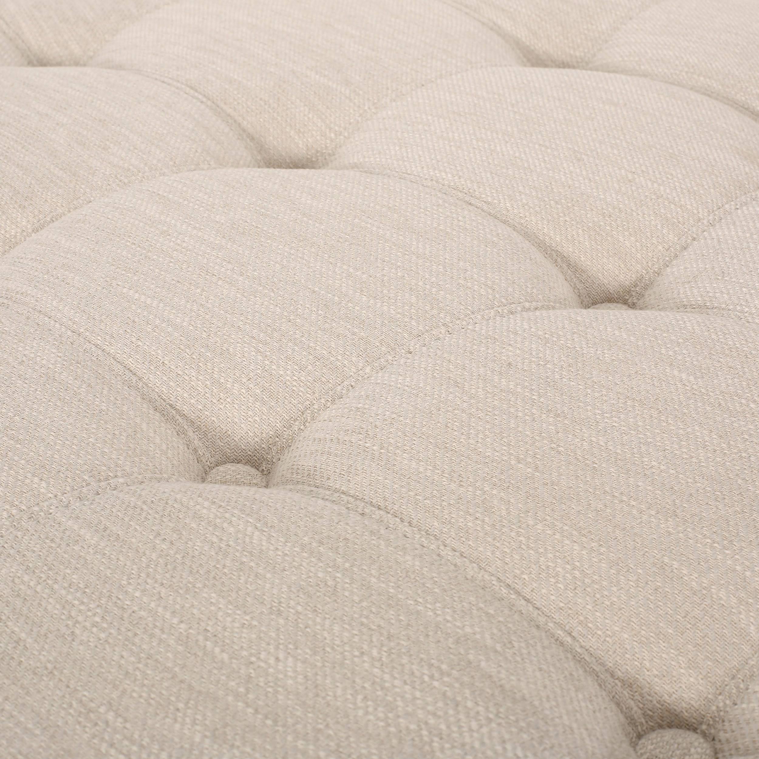 Charcoal and Gray Fabric Round Ottoman U473658