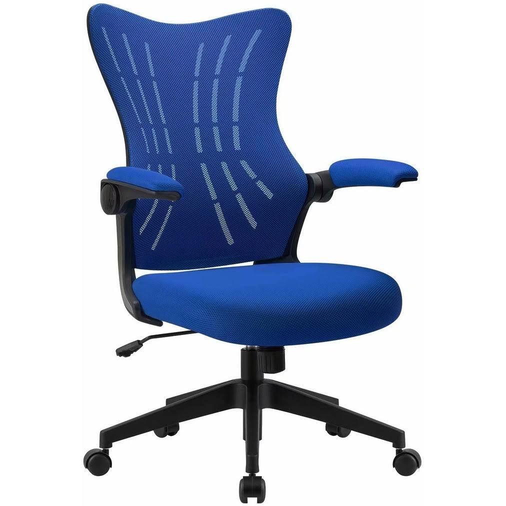 Blue Mid Back Mesh Swivel Task Chair with Flip Arms T882960