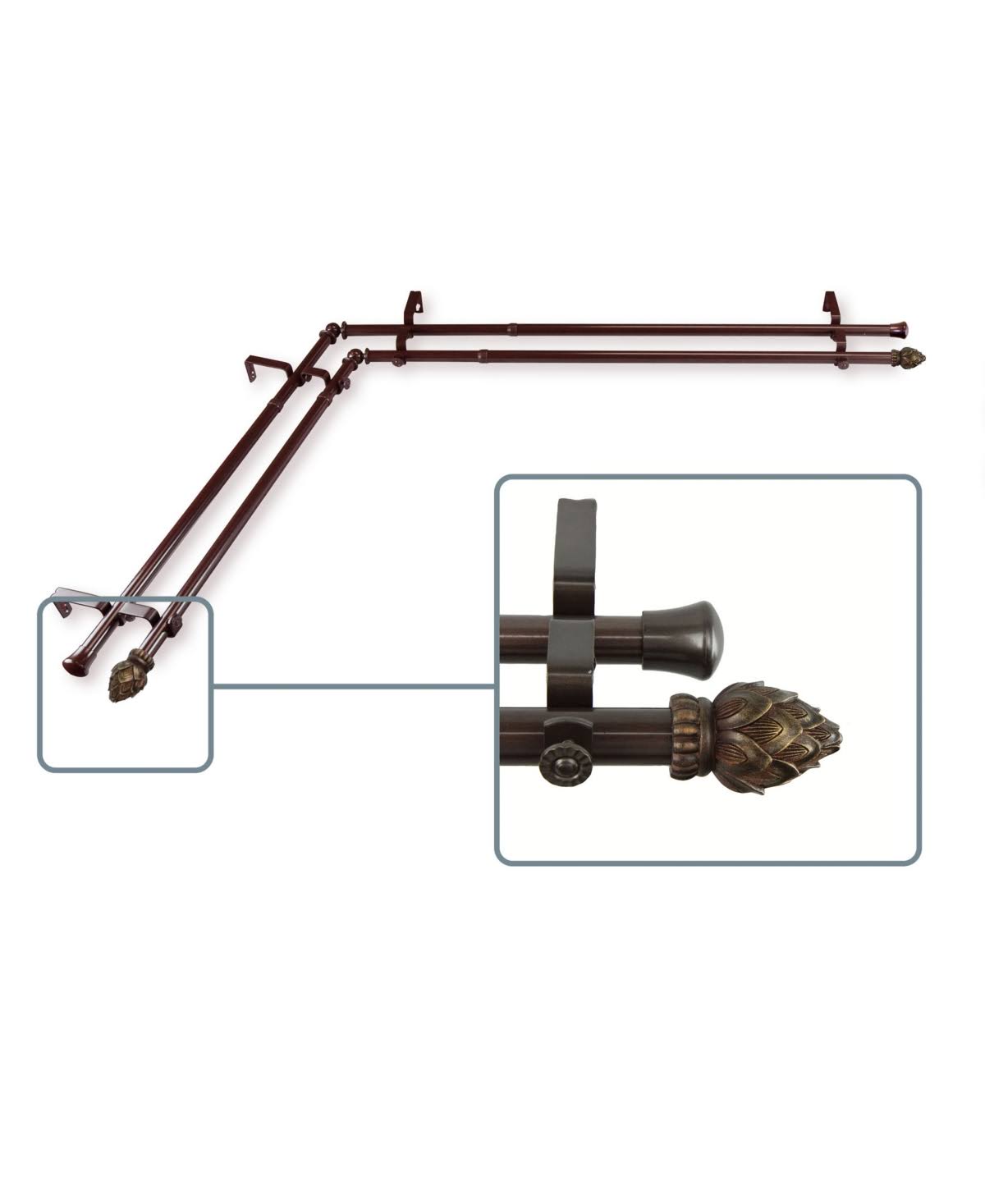 Antique Brass Corner Window Double Rod K806267