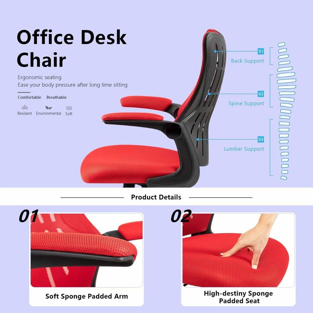 Blue Mid Back Mesh Swivel Task Chair with Flip Arms T882960