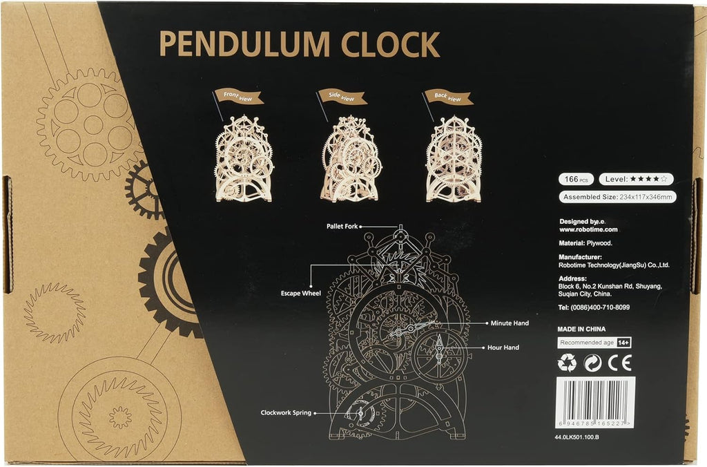Pendulum Clock 3D Wooden Puzzle DIY Model Building Kit Q7156