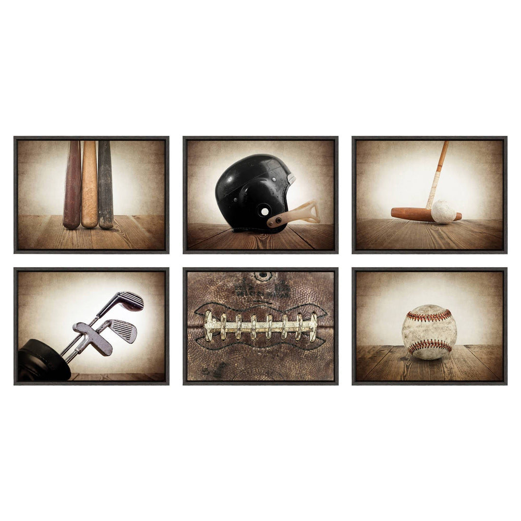 Vintage Helmet Framed Canvas J125131