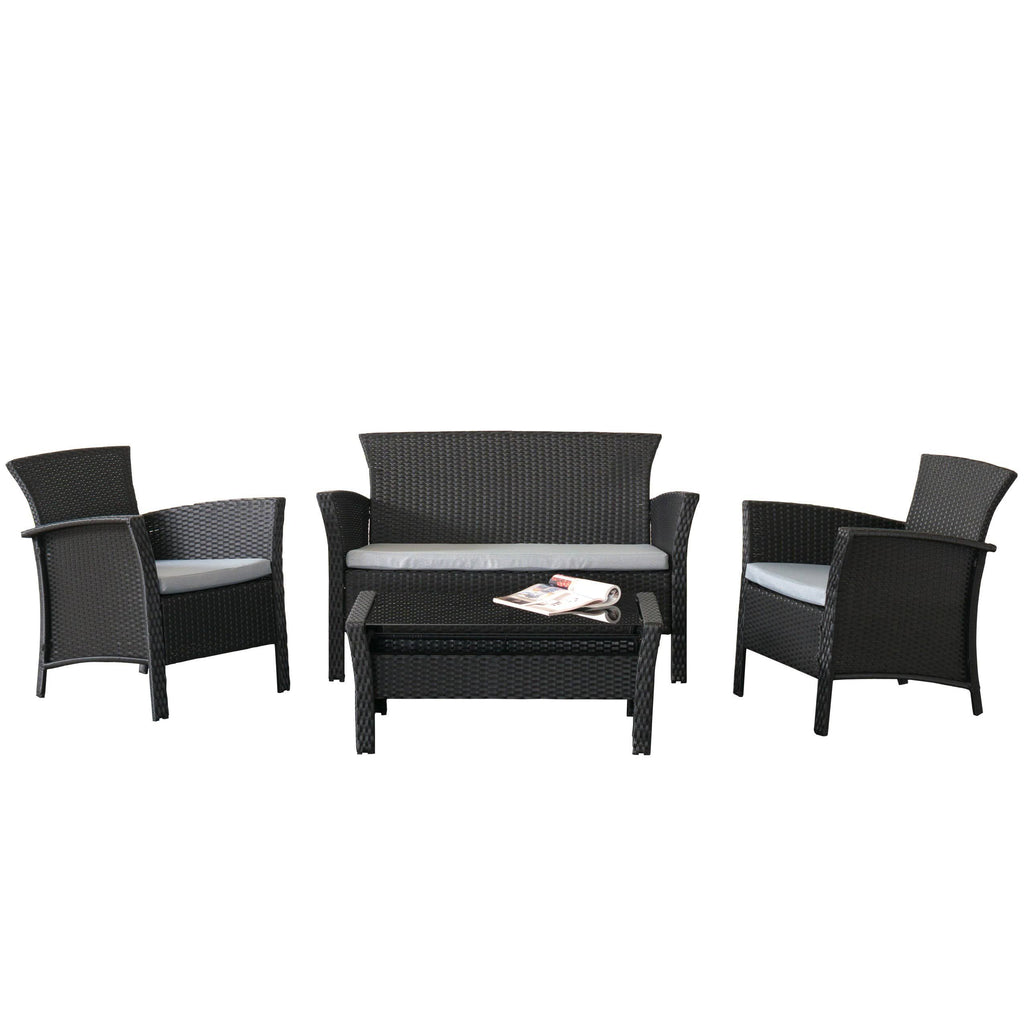 Black Rope Weave 4-Piece Patio Set C251