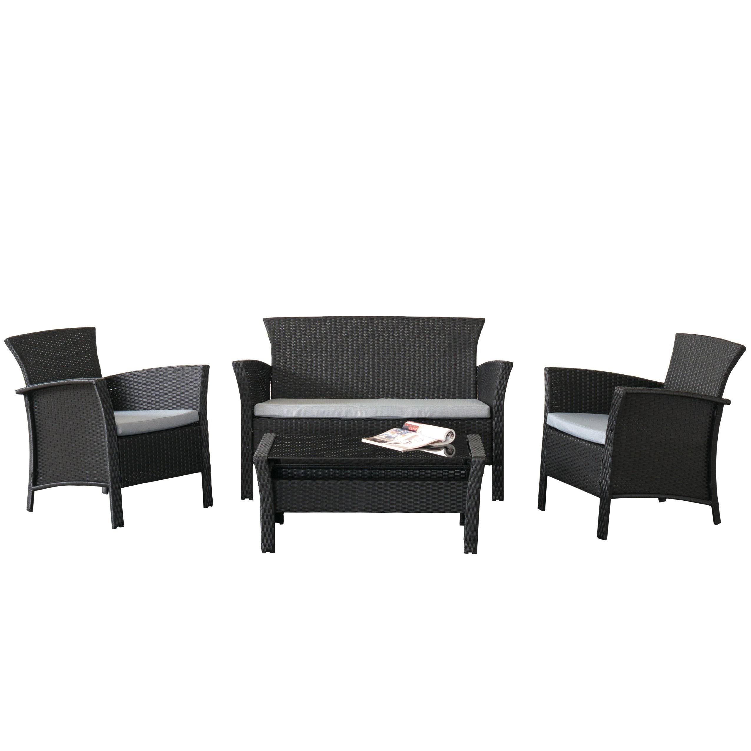 Black Rope Weave 4-Piece Patio Set C251
