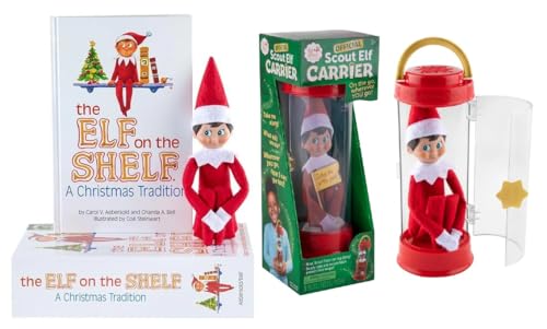 Christmas Tradition Box Set with Elf (Blue Eyed Boy), Story Book and Scout Carrier V6500