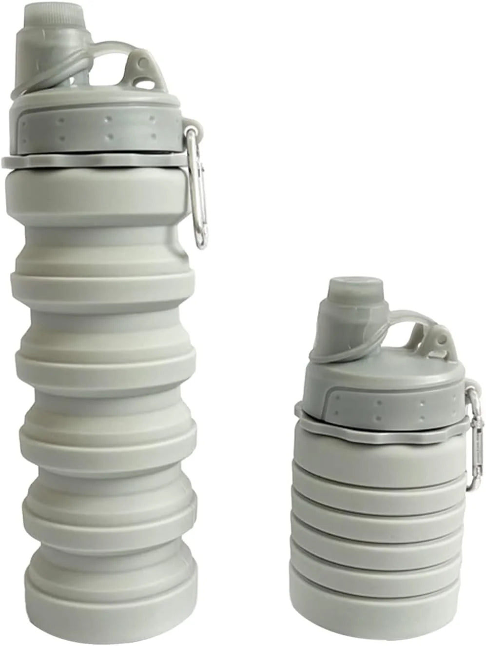 Collapsible Silicone Water Bottle with Carabiner E75797
