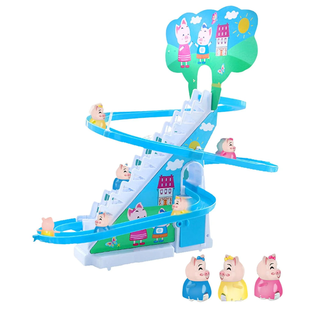 Electric Climbing Stair Toy with LED Flashing Lights Children's Roller Coaster Toy Set, 15x30x27cm A33707