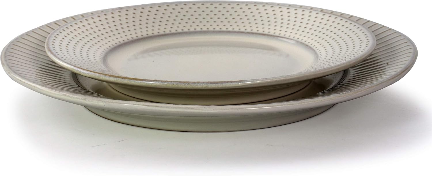 16 Piece White Stoneware Dinnerware Dish Set W252452