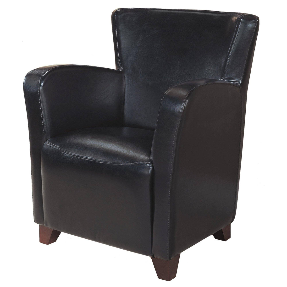 Black Foam Solid Wood Leather-Look Accent Chair I780316
