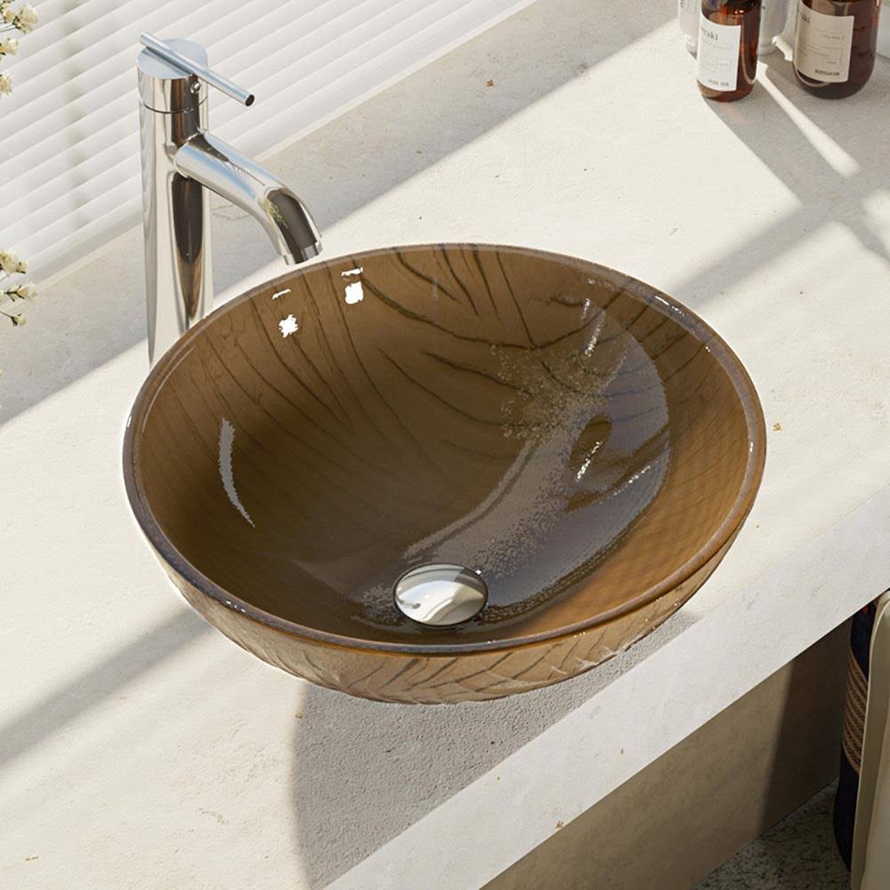 16-5/8x22 Glass Vessel Bathroom Sink with Vessel Faucet U252782