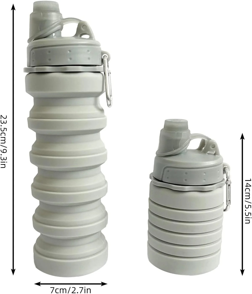 Collapsible Silicone Water Bottle with Carabiner E75797