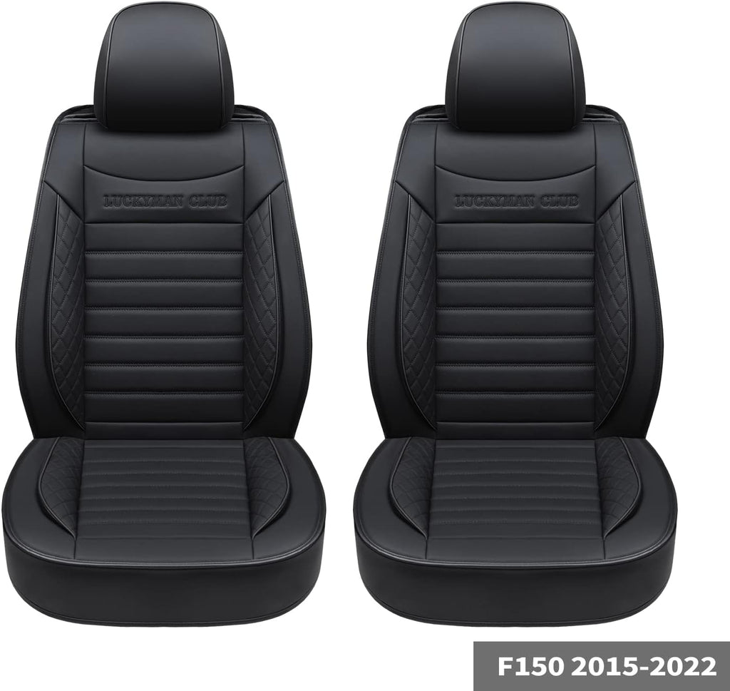 F150 Crew Cab Faux Leather Seat Covers (Black & Blue) P1784