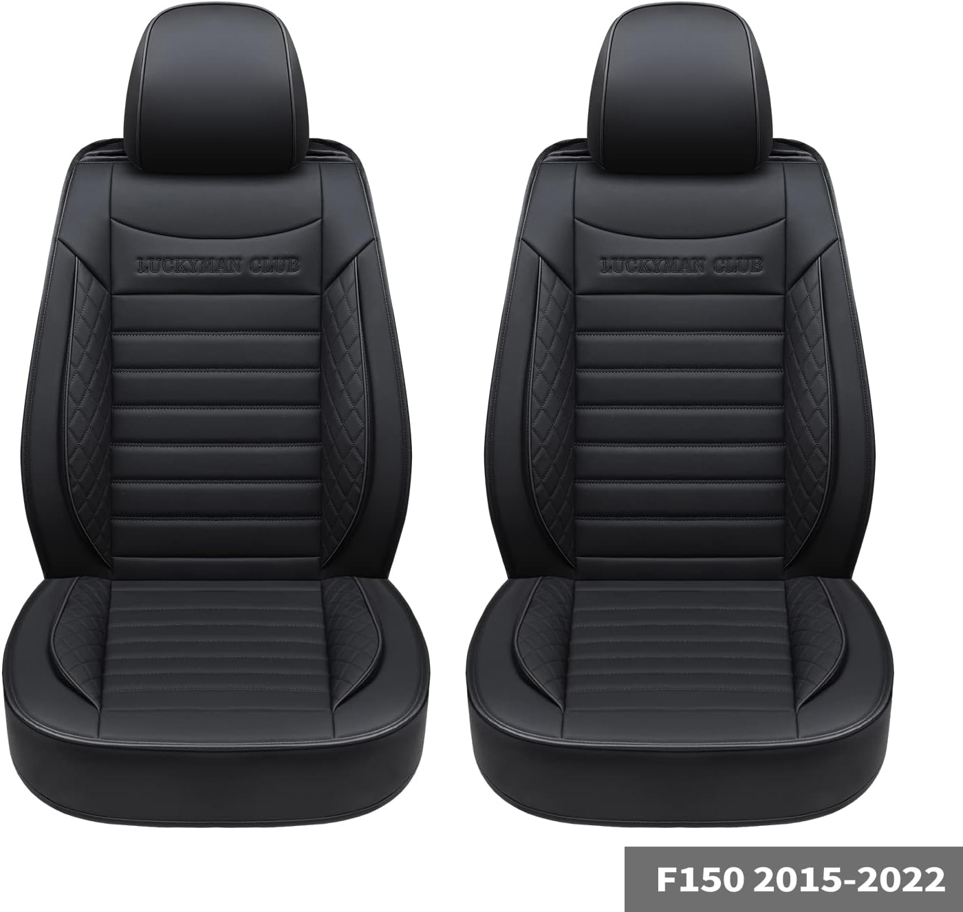 F150 Crew Cab Faux Leather Seat Covers (Black & Blue) P1784