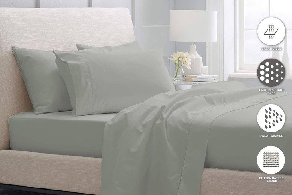 King Size Gray Cotton Duvet Cover Set with 4 Pillow Shams Q372
