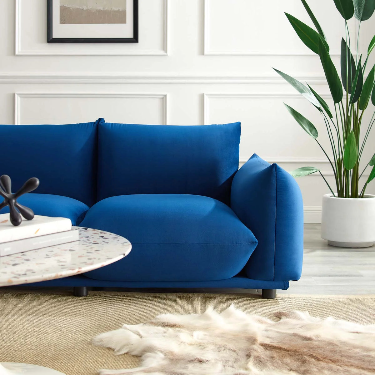 Blue Navy Velvet Loveseat Sofa C353154