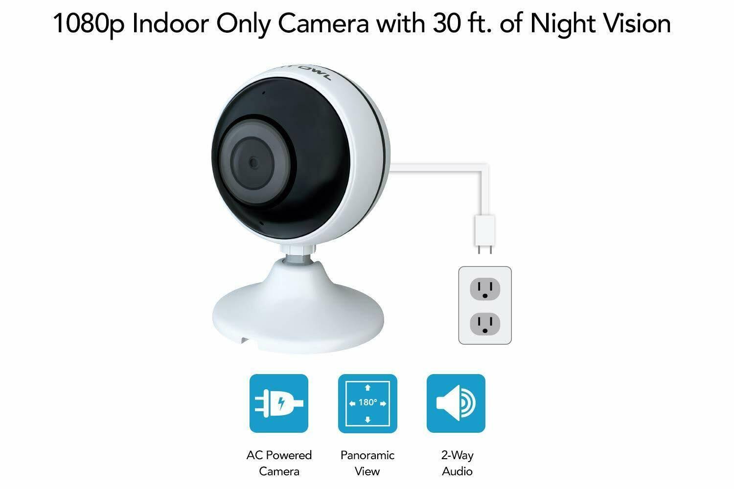 1080p AC Powered Wireless Indoor Panoramic Camera O959924
