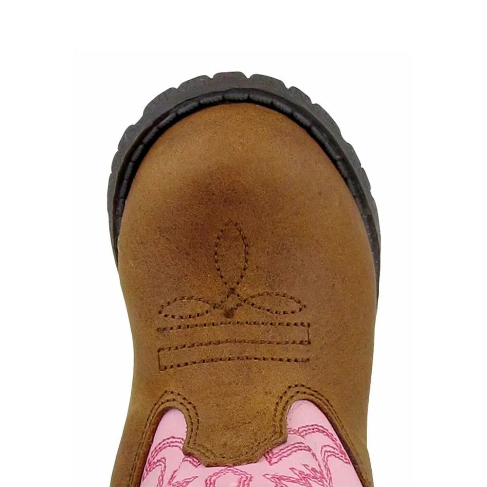 Brown Distress Pink Girl Western Boots B797909