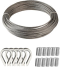 200 Ft 1/8 Metal Wire Rope with Loop Sleeve and Stainless Steel Thimble E33400