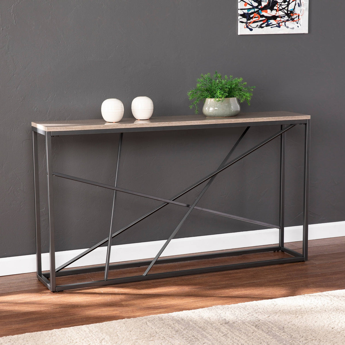 Faux Marble Skinny Console Table N331
